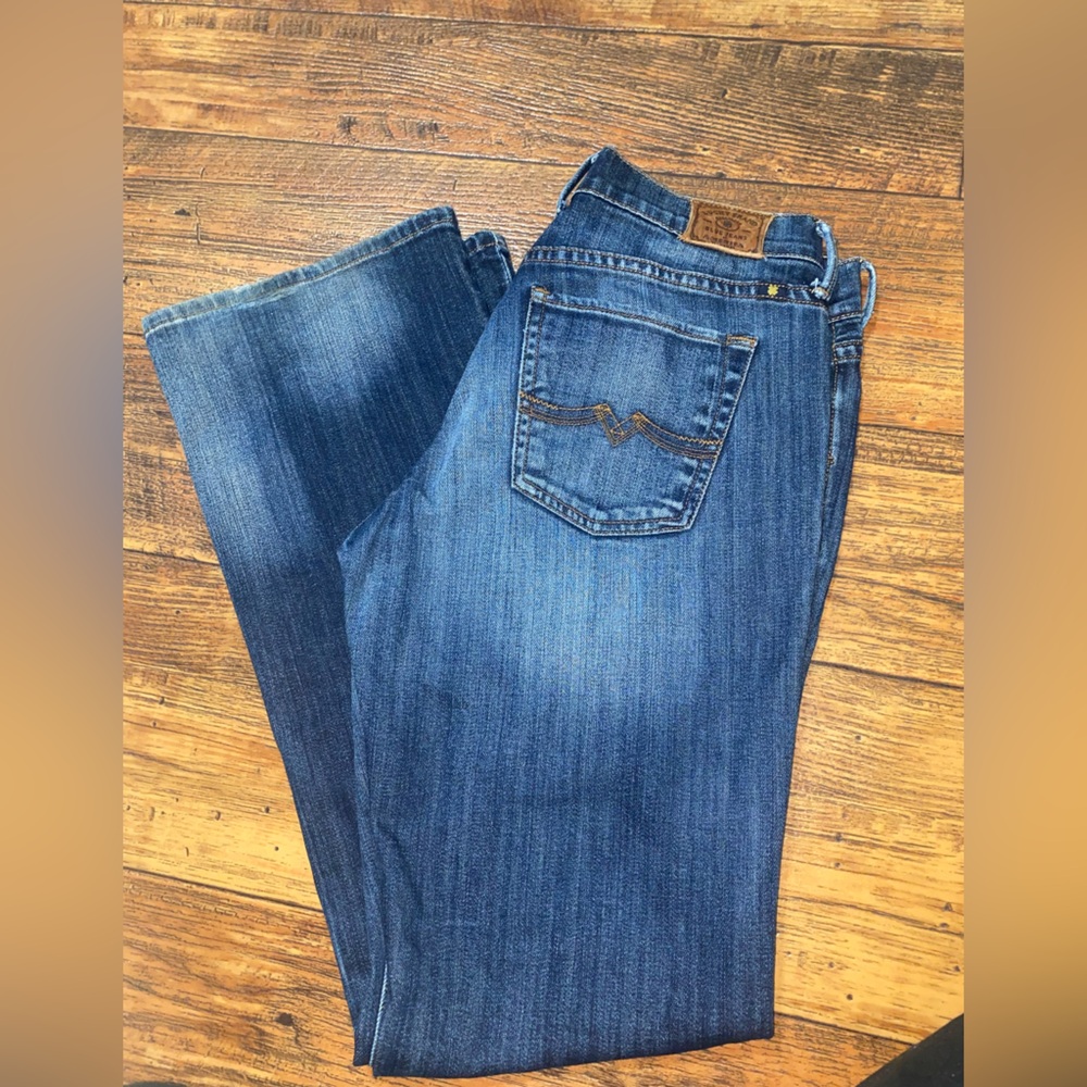 Lucky Brand Blue Denim Jeans with Leather Patch